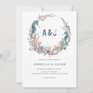 Invitation Sea Wreath   Rustic Beach Mariage