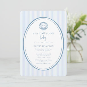 Invitation Sea You Soon Baby Coastal Blue Photo Baby Shower