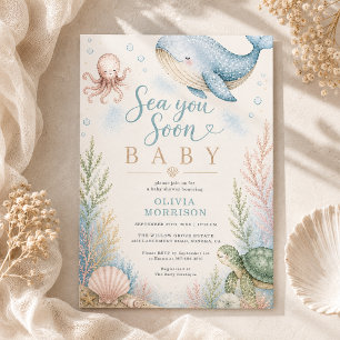 Invitation Sea You Soon Baby Ocean Baby Shower