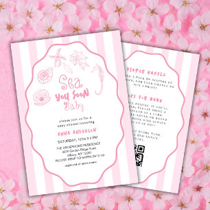 Invitation Sea You Soon Bébé Coquillages Roses Fille Baby Sho