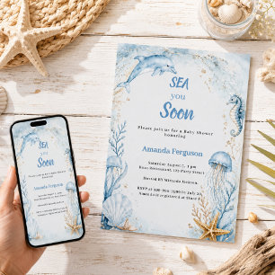 Invitation Sea you Soon Blue Boy Baby Shower