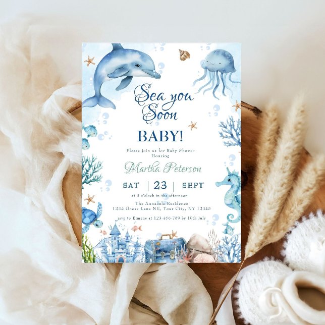 Invitation Sea You Soon Seashell Baby Shower (Créateur téléchargé)