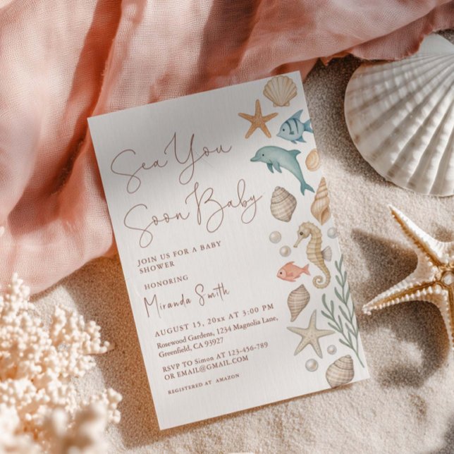 Invitation Sea You Soon Seashells Baby Shower (Créateur téléchargé)