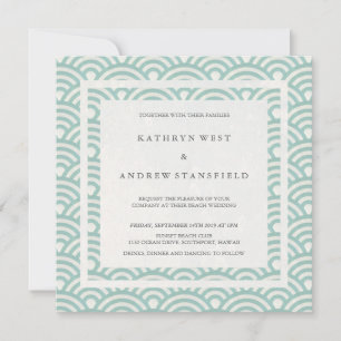 Invitation Seafoam Green + White Waves Elegant Beach Wedding