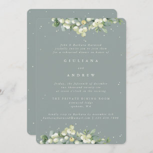 Invitation Seafoam Snowberry+Eucalyptus Mariage répétition