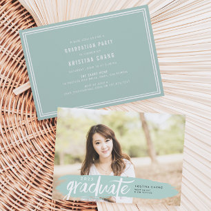 Invitation Seaglass Peint Bande Photo Parti de graduation
