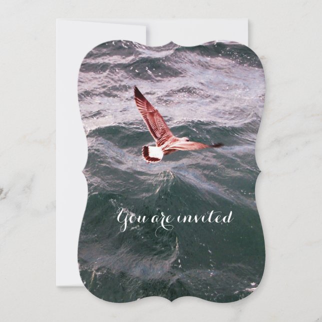 INVITATION SEAGULL VOL AU-DESSUS DES VAGUES PLAGE MARIAGE (Devant)
