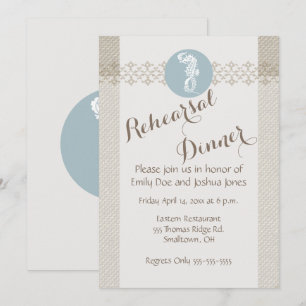 Invitation Seahorse Bleu Classique Nautique Élégant