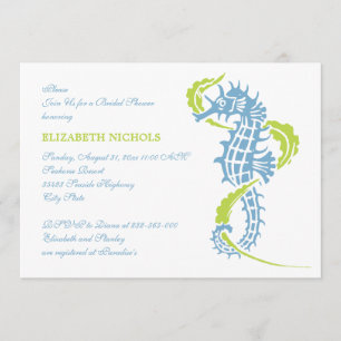 Invitation Seahorse bleu, mariage vert douche nuptiale