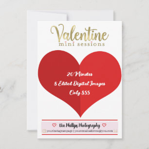 Invitation Séances de photographie mini Red Valentine Gold