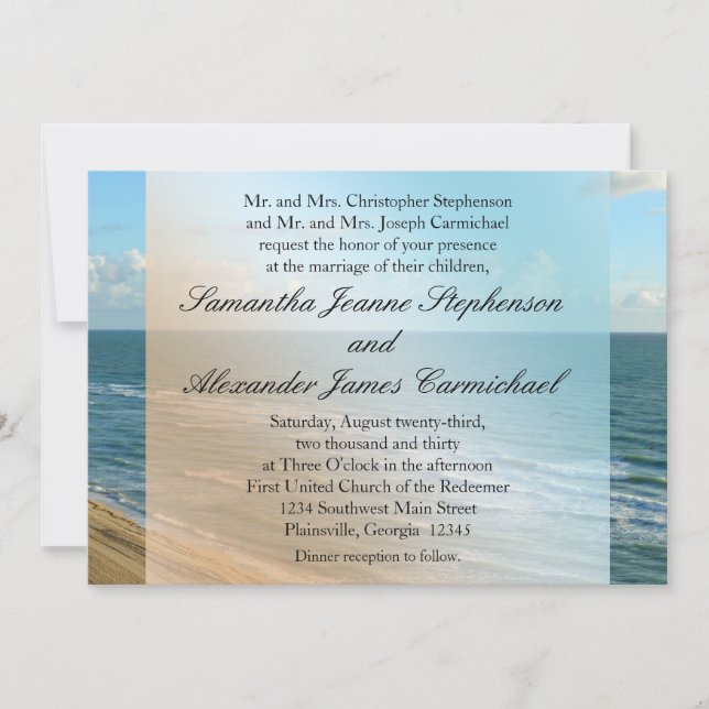 Invitation Seascape Beach Mariage Océan Bleu (Devant)