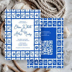 Invitation Seashell Grid Beach Wedding Code QR PERSONNALISÉ
