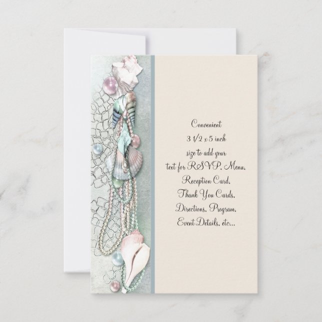 Invitation Seashell Pearls Elegant Beach Wedding (Devant)