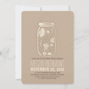Invitation Seashells mason jar plage nuptiale douche invitati