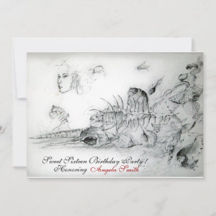 Invitation SEASHELLS SWEET SIXTEEN PARTY, Ruby Monogramme