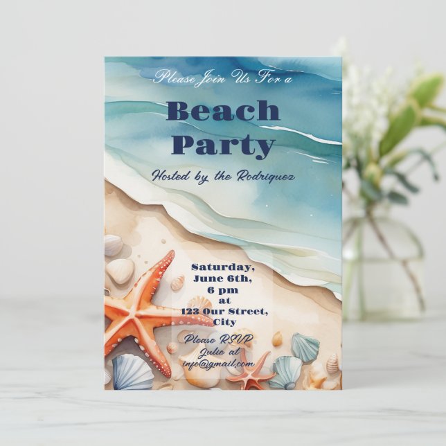 Invitation Seashore Bliss Beach Party (Debout devant)