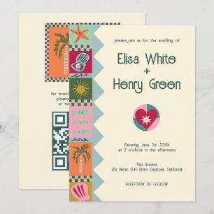 Invitation Seaside Soiree Modern Cute CUSTOM QR Mariage