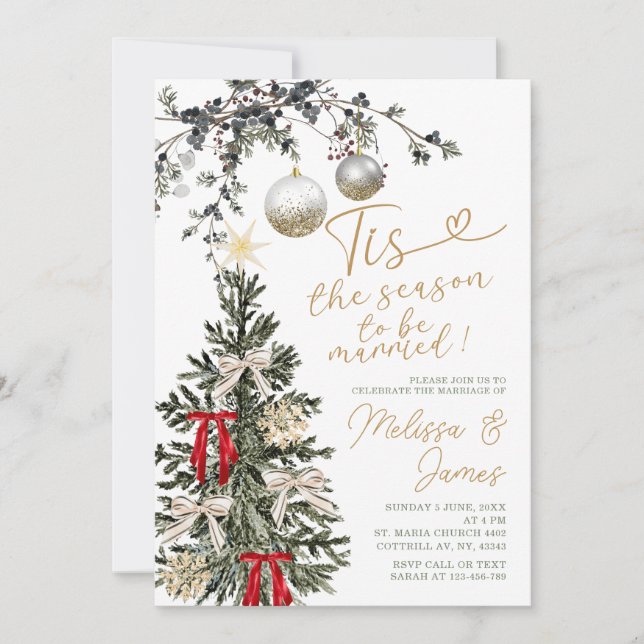 Invitation Season To Be Married Christmas Tree Bauble Wedding (Devant)