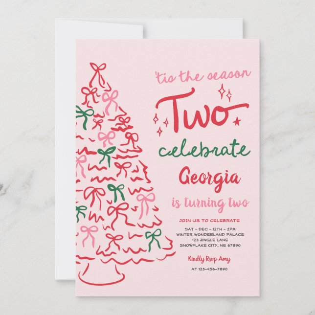 Invitation Season Two Celebrate Coquette Christmas Birthday (Devant)