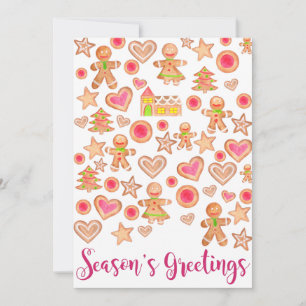 Invitation Season's Greetings watercolor gingerbread cookies
