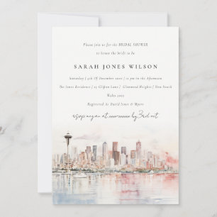 Invitation Seattle Washington Aquarelle Paysage Baby Shower