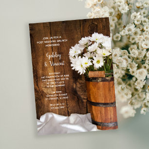 Invitation Seau de Marguerites Country Barn Brunch de Mariage