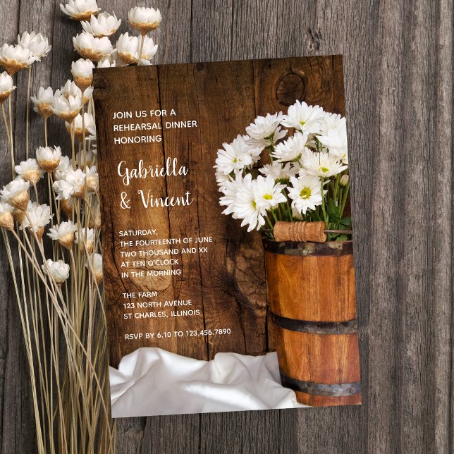 Invitation Seau de marguerites Dîner de répétition Mariage de (Créateur téléchargé)