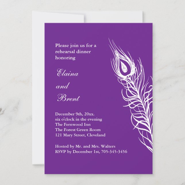 Invitation Secouer votre voile Plumes répétition Dîner Dîner  (Devant)