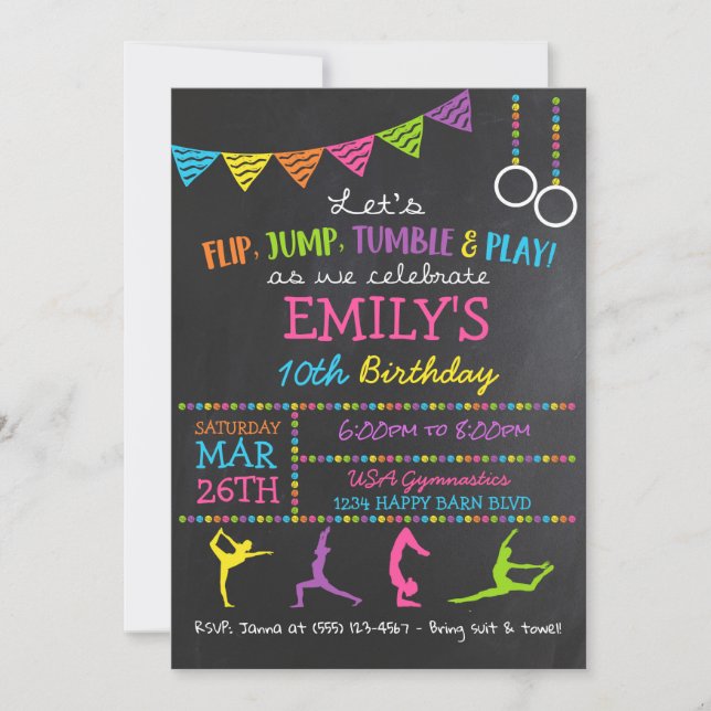 Invitation Secousse de gymnaste d'invitations de fête (Devant)
