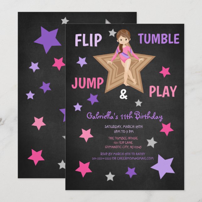 Invitation Secousse, dégringolade, saut, et anniversaire de (Devant / Derrière)