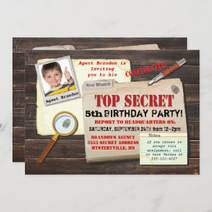 Invitation Secret Agent Spy Top Secret Birthday Party Invitat