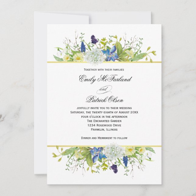 Invitation Secret Garden Rustique Mariage Fleur sauvage (Devant)