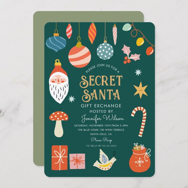 Invitation Secret Père Noël Cadeau Échange Noël Fête (Créateur téléchargé)