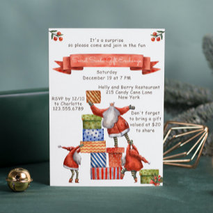 Invitation Secret Père Noël Christmas Party Moderne Aquarelle