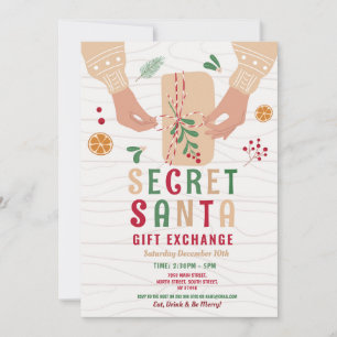 Invitation Secret Père Noël échange cadeaux de Noël Famille d
