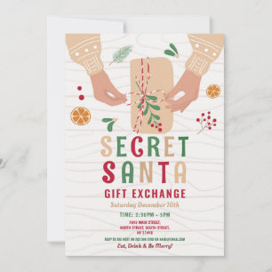 Invitation Secret Père Noël échange cadeaux de Noël Famille d