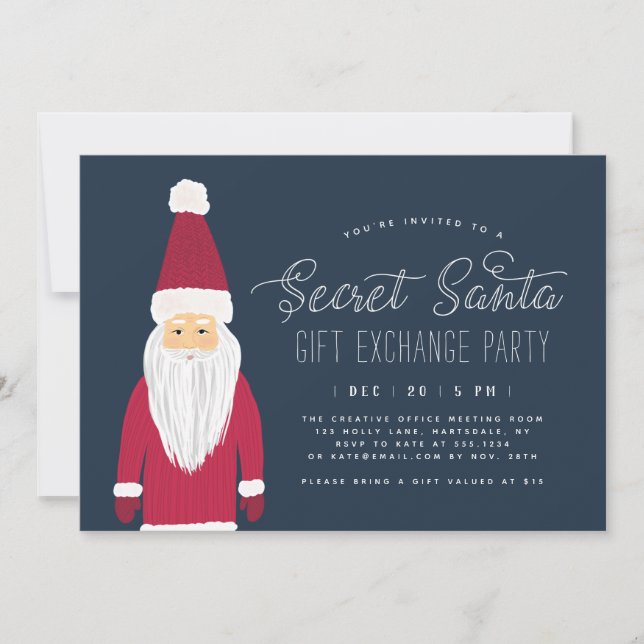 Invitation Secret Père Noël Holiday Gift Exchange (Devant)