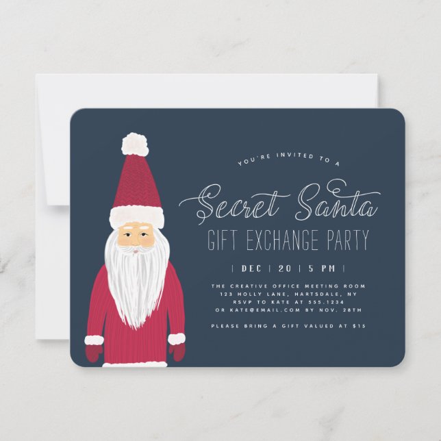 Invitation Secret Père Noël Holiday Gift Exchange (Devant)