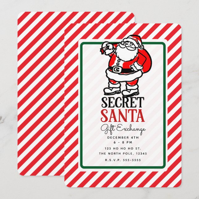 Invitation Secret Père Noël Noël Fête de Noël échange de cade (Devant / Derrière)