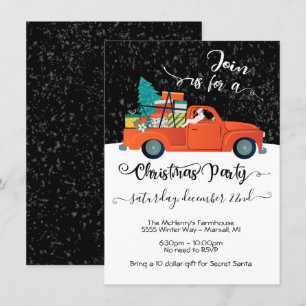 Invitation Secret Père Noël Truck Chistmas Tree Party