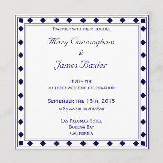 Invitation SECTION BLEUE AVEC DIAMANTS (carré)