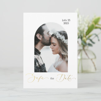 Invitation Sécurisé la photo date, script doré