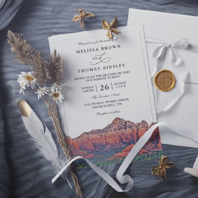 Invitation SEDONA Destination Skyline Boho QR Code Wedding (Créateur téléchargé)