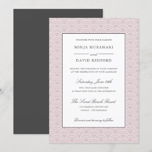 Invitation Seigaiha   Dusty Rose vague japonaise mariage de p