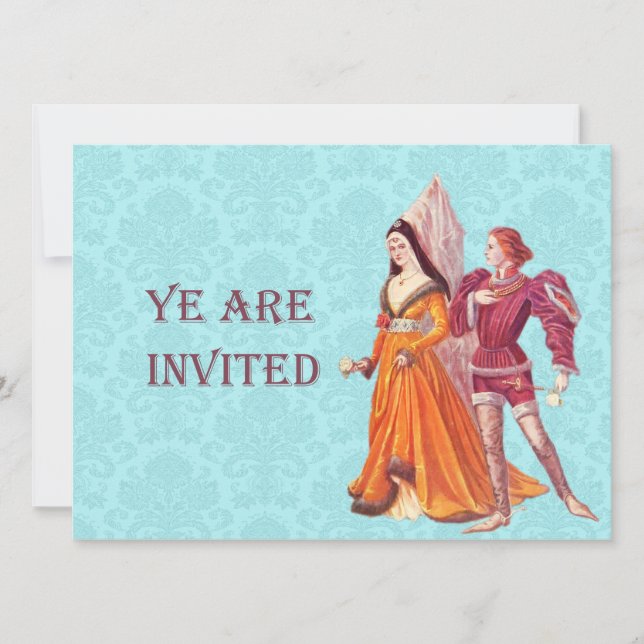 Invitation Seigneur médiéval et Dame (Devant)