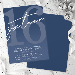 Invitation Seize Bleu 16e Anniversaire
