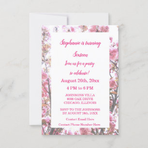 Invitation Seizième Floral Anniversaire Fleur de Cerisier Ros