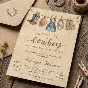 Invitation Sellez Cowboy Baby Shower Rustique Western Rodeo