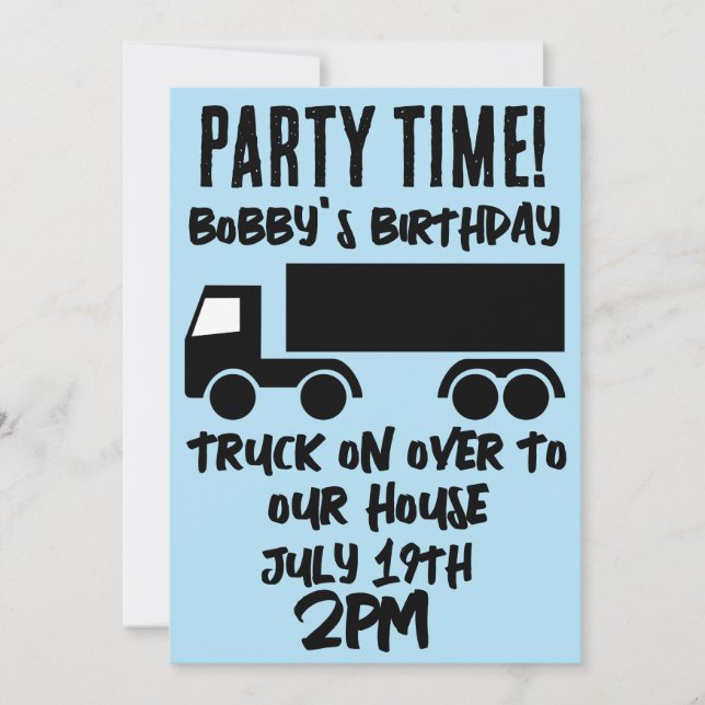 INVITATION SEMI-TRUCK GARÇONS ANNIVERSAIRES DE ENFANTS INVITA (Devant)