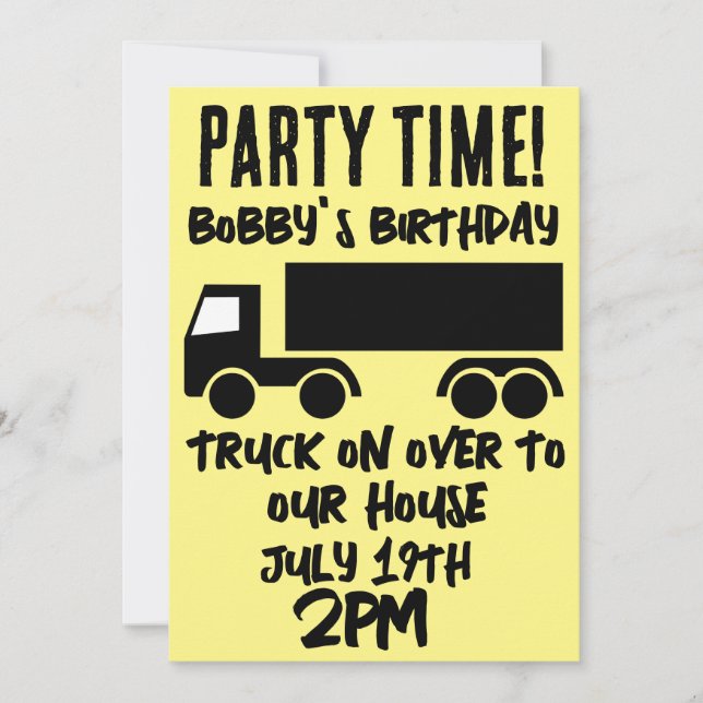 INVITATION SEMI-TRUCK GARÇONS ANNIVERSAIRES DE ENFANTS INVITA (Devant)